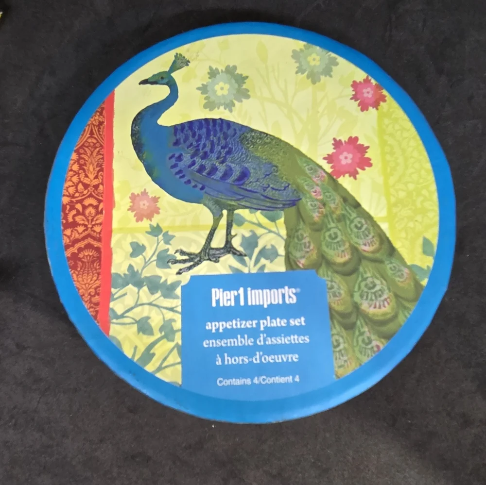 Pier 1 Imports Peacock Appetizer Plate Set